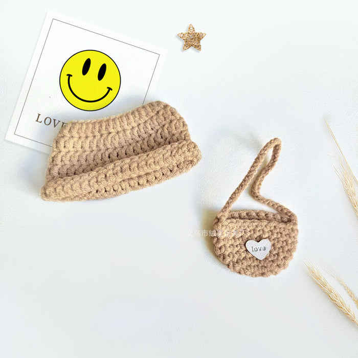 Wholesale New 17cm sweater, hat, shoulder bag, crochet set, creative vinyl doll accessories