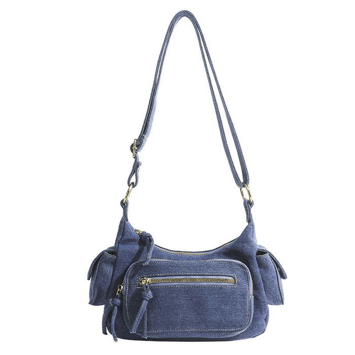 Wholesale Vintage Blue Denim Multi-Pocket Crossbody Bag JDC-SD-KuaiKe008