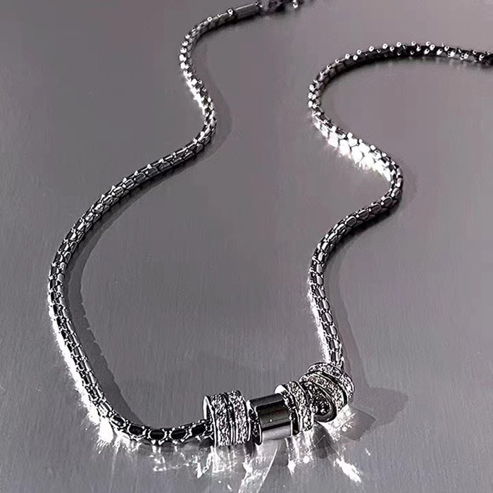 Wholesale Sparkling diamond ring pendant titanium steel necklace, light luxury design, fashionable and versatile temperament, collarbone chain accessory