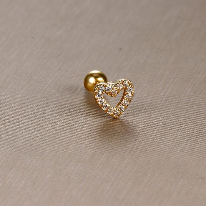 Wholesale Jewelry Stainless Steel Ear Nail Zircon Ball Screw Women