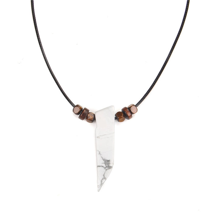 Wholesale Irregularly shaped raw stone flat tube pendant and stone bead necklace