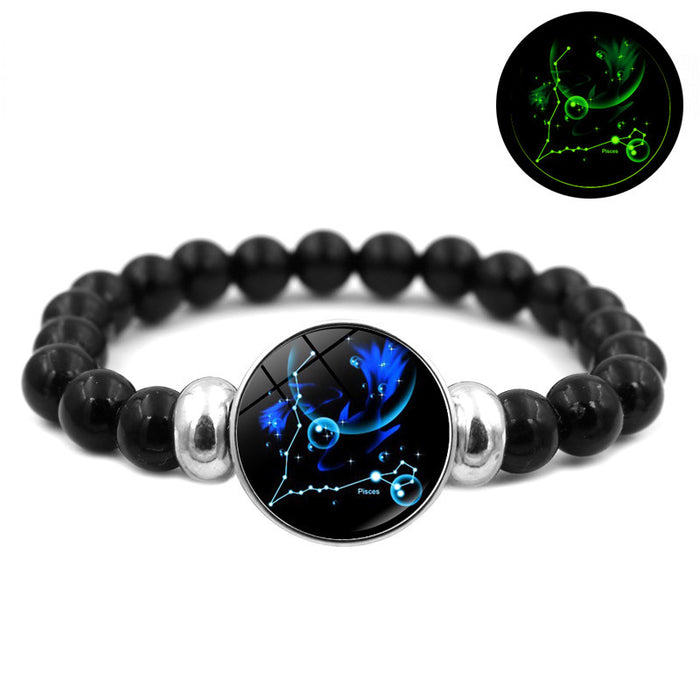 Wholesale Luminous Twelve Constellations Black Handmade Beaded Bracelet
