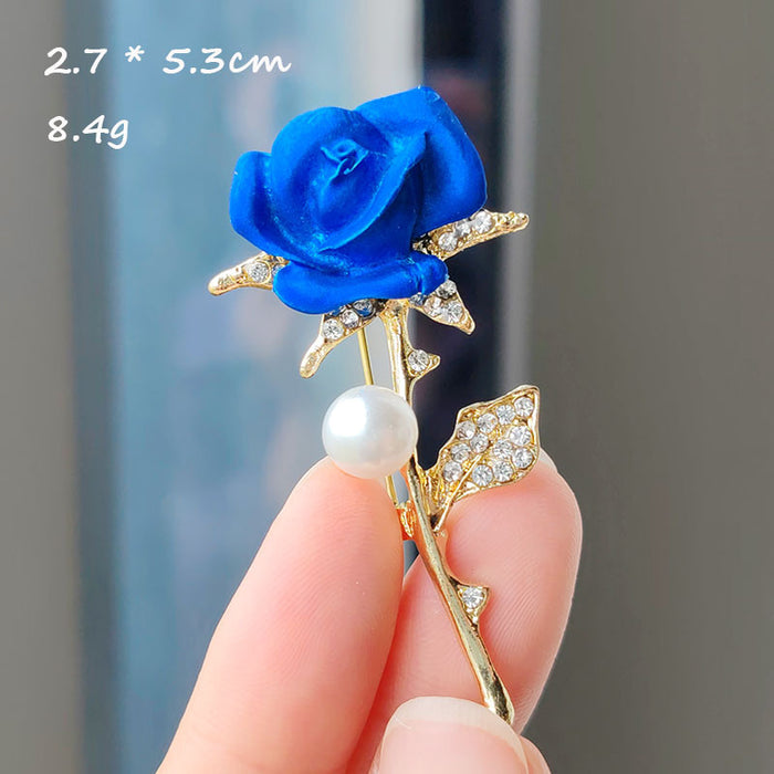 Wholesale flower pearl diamond brooch personalized creative drop oil flower accessories