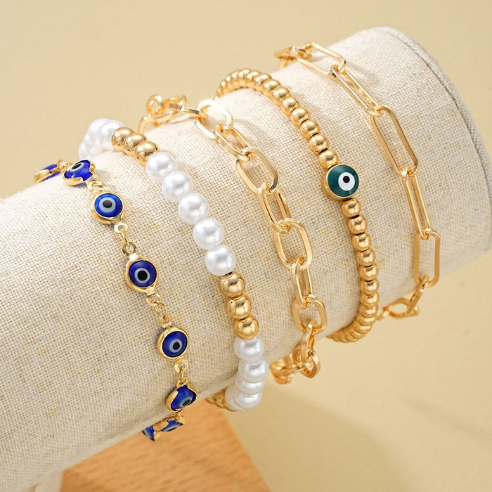 Wholesale Evil Eye Beaded Pearl Bracelet
