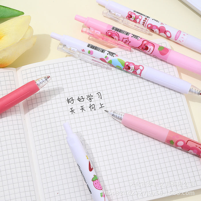 Wholesale 6pcs/box Bear press gel pen-quick-drying carbon gel pen-cartoon cute student stationery