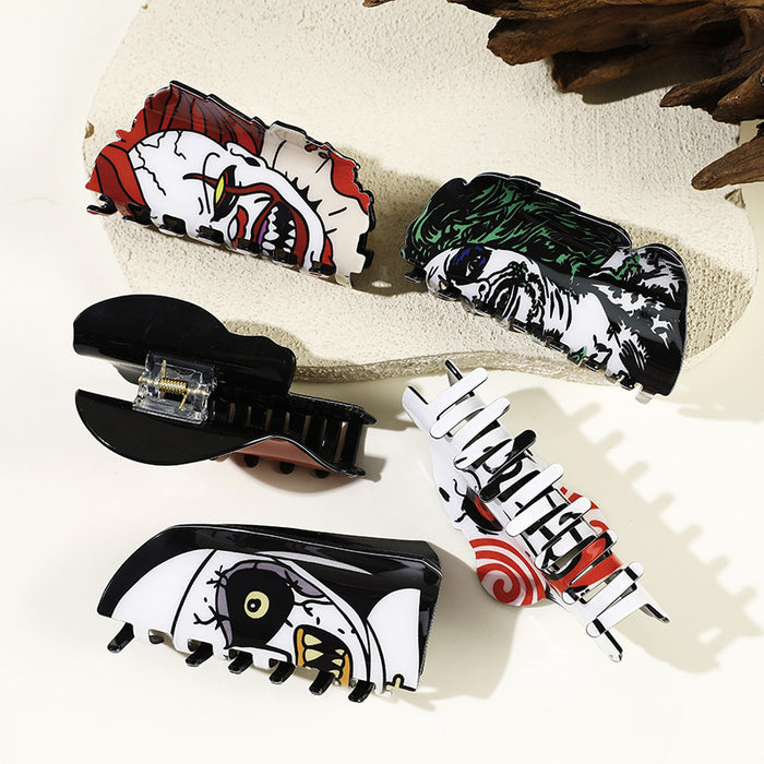 Wholesale Sparkling Girl  Hairpin Funny Ghost Face Clip European and American Horror Dark Clown Shark Clip Hair Accessories