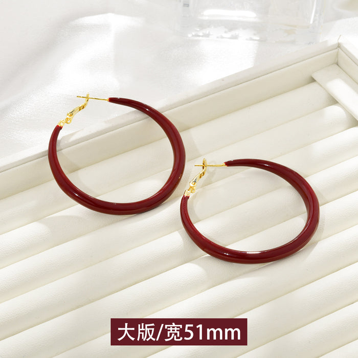 Wholesale   Red Hoop Earrings Slim Earrings Earrings for Women temperament