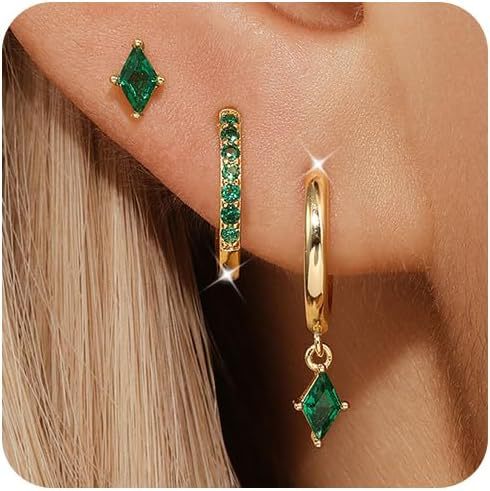 Wholesale Fashionable zircon inlaid earrings, light luxury, simple octagonal star geometric diamond inlaid pendant earrings, versatile