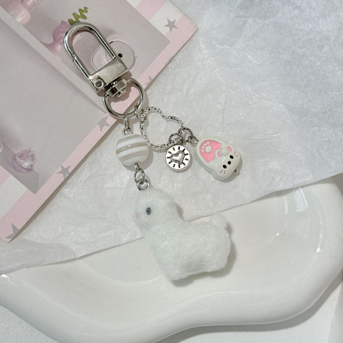 Wholesale Cute Furry Animal Keychain Alpaca Mobile Phone Pendant Cartoon Bag Hanging Accessories
