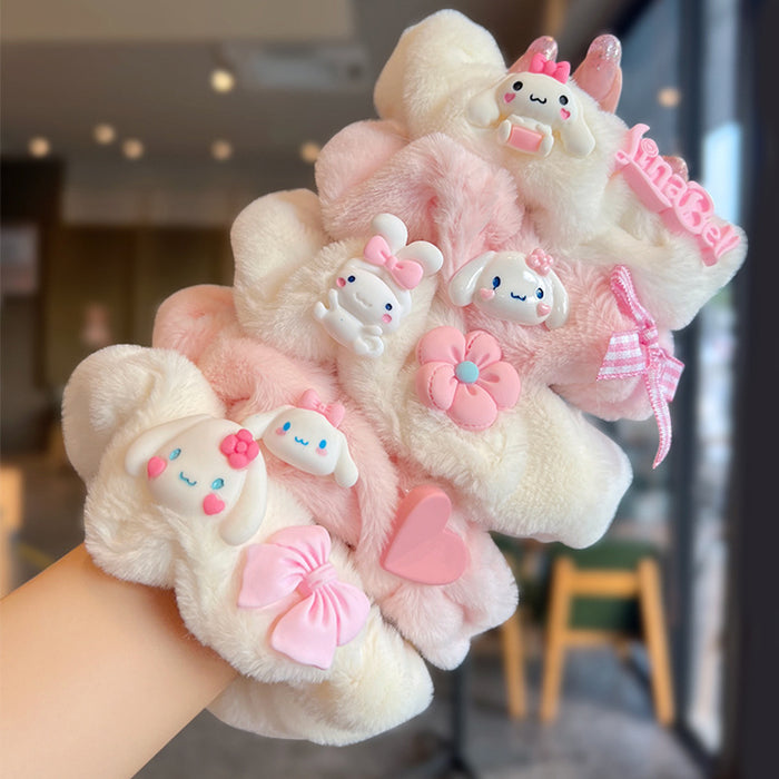 Wholesale Creamy Pink Cute Cartoon Series Girlish Plush Hair Scrunchies
