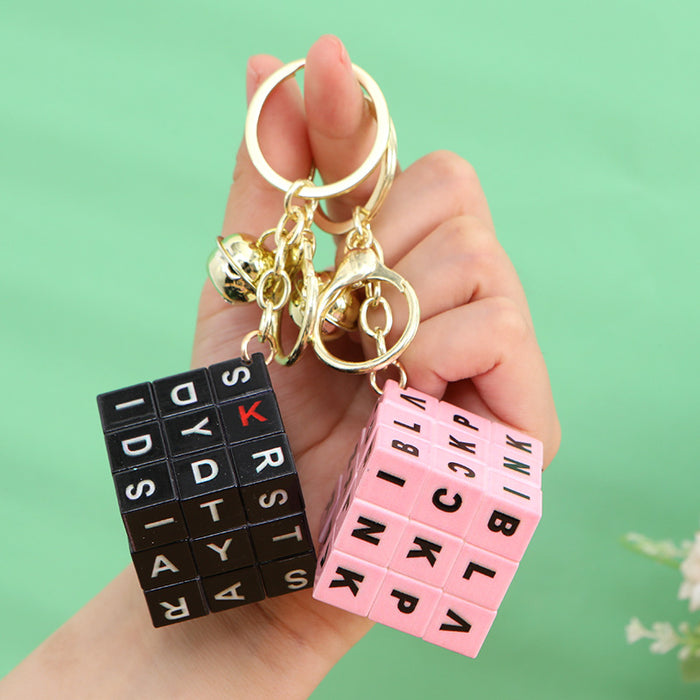 Wholesale Black Letter Keychain Pendant Trendy Puzzle Keychain Resale Car Key Accessory