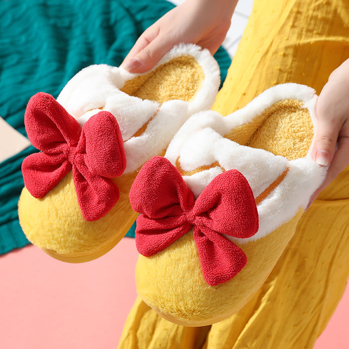 Wholesale Winter Cartoon Cute Warm Bow Fur Slippers JDC-SP-JiaH005