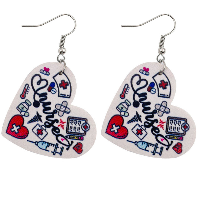 Wholesale earrings Teacher's Day heart-shaped leather earrings JDC-ES-ChengY030