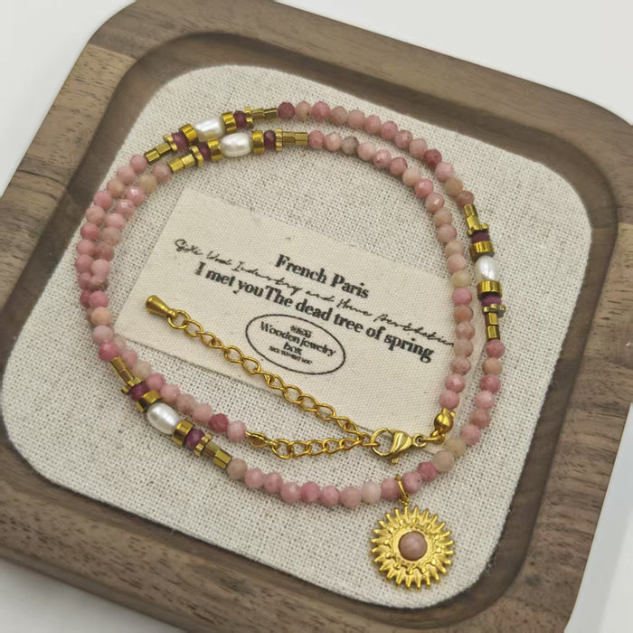 Wholesale Natural stone handmade bead necklace, collarbone chain, niche and versatile necklace