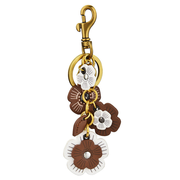 Wholesale Fashion Flower PU Leather Bag Charm Keychain Decorative Accessory