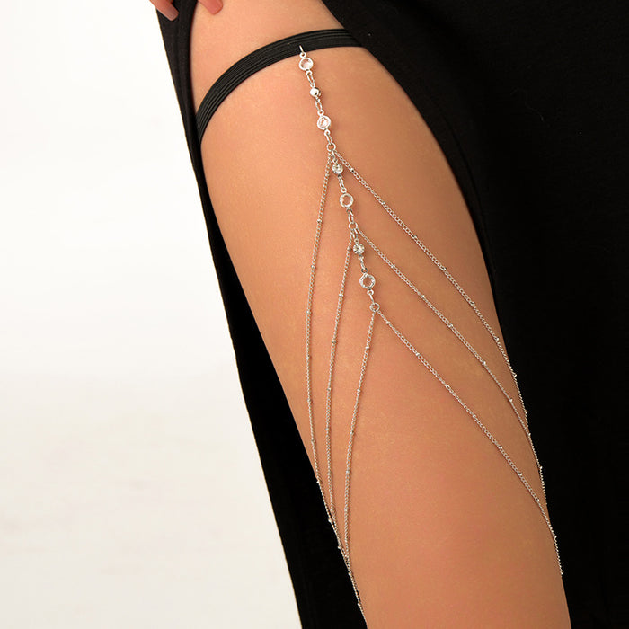 Wholesale Sexy casual pearl leg ring body chain, simple and fashionable tassel thigh chain