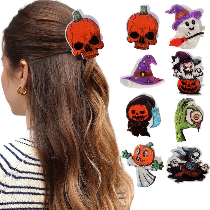 Wholesale headdress funny skull pumpkin clip witch hat ghost hairpin half-tied ponytail clip hair accessories