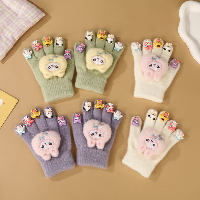 Wholesale Children Cute Cartoon Rabbit Knitted Gloves
