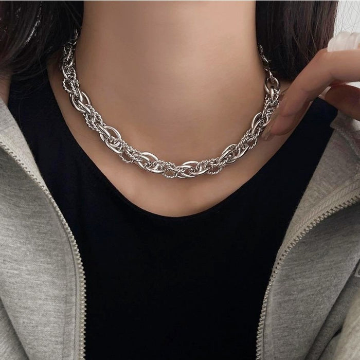 Wholesale Exaggerated Necklace Women's Metal Thick Chain Silver Necklace Chain