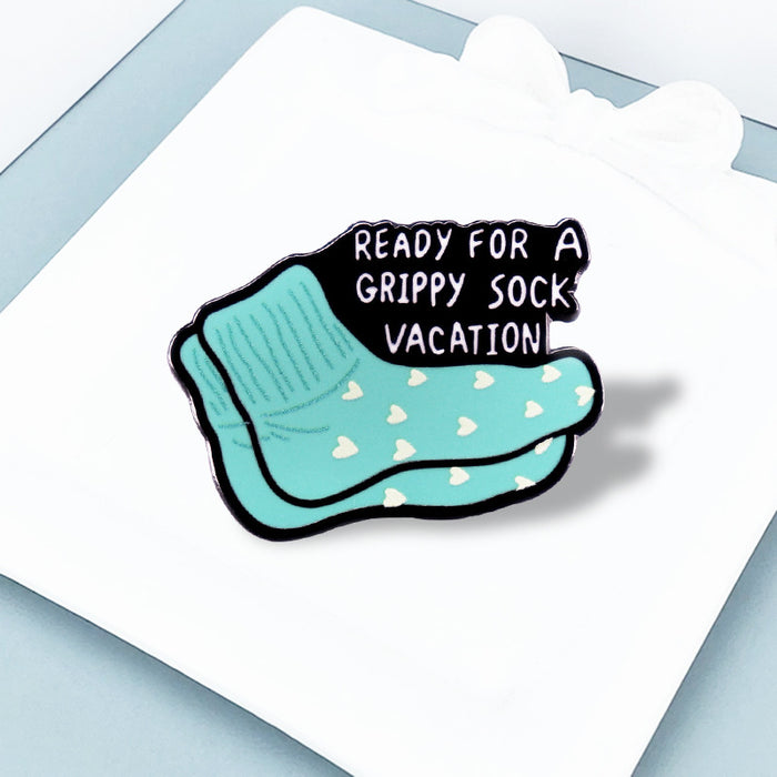 Wholesale socks holiday paint badge creative blue English inspirational brooch MOQ≥2