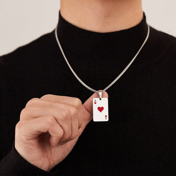 Wholesale Stainless steel necklace personalized poker pendant