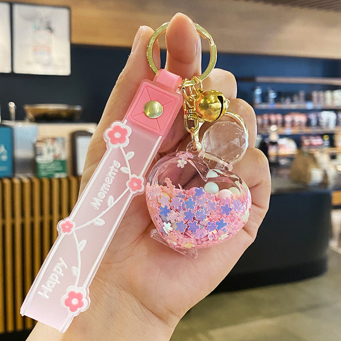 Wholesale Oil-flowing Quicksand Sakura Keychain