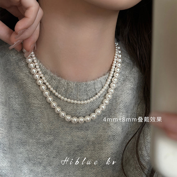 Wholesale  pearl necklace for women  clavicle chain double-layer stacked  sweater chain