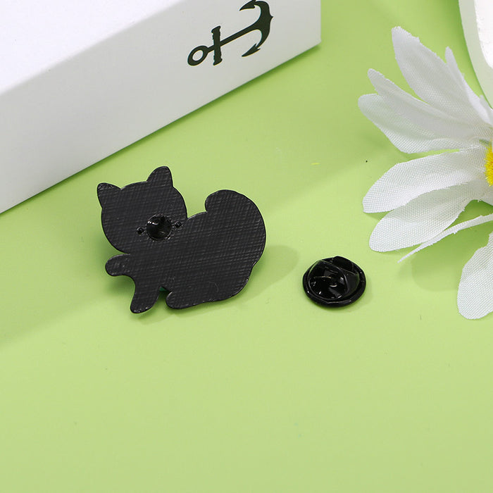 Wholesale Original cute black cat flowers and plants alloy brooch