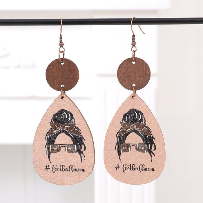 Wholesale Thin Wood Chip Earrings Creative Drop-Shaped Women' s Sports Style Earrings