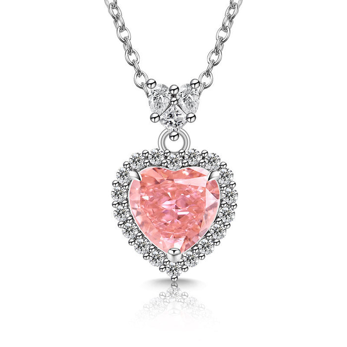 Wholesale Copper Heart Pendant Necklace Diamond Cut Padparadscha Style Fashion Accessory Gift