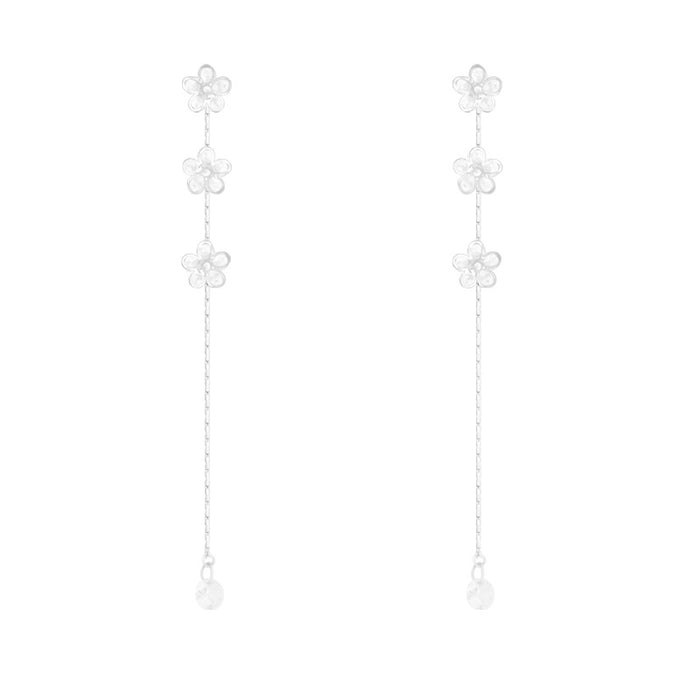 Wholesale Temperament long tassel earrings for female niche design, high-end earrings, new copper zircon petal earrings