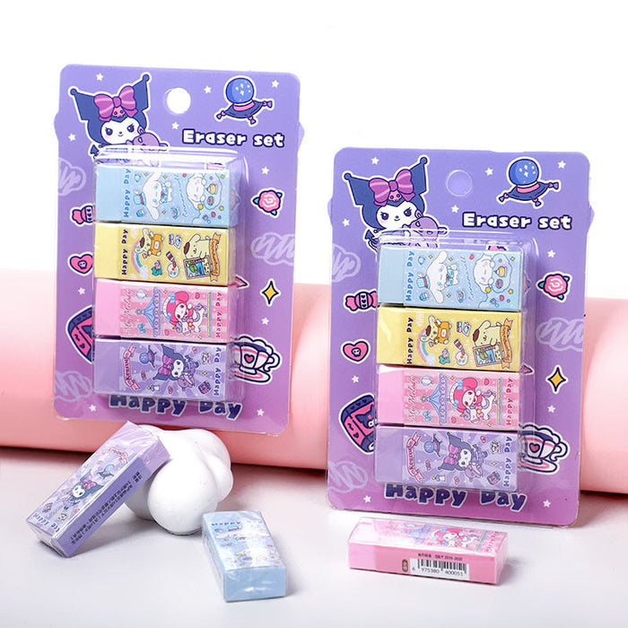 Wholesale Cartoon eraser set cute eraser elementary school students children' s stationery gift creative pencil eraser