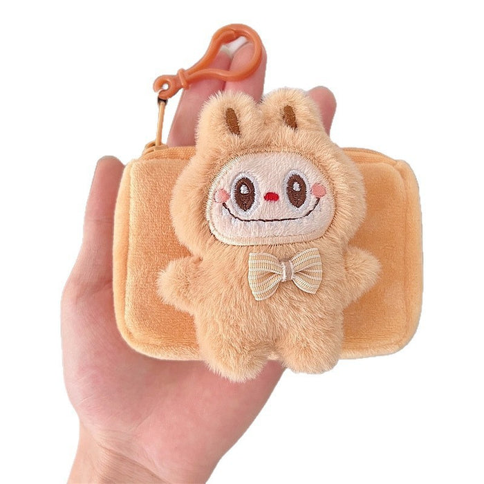 Wholesale Square plush mini wallet that can be hung on a bag