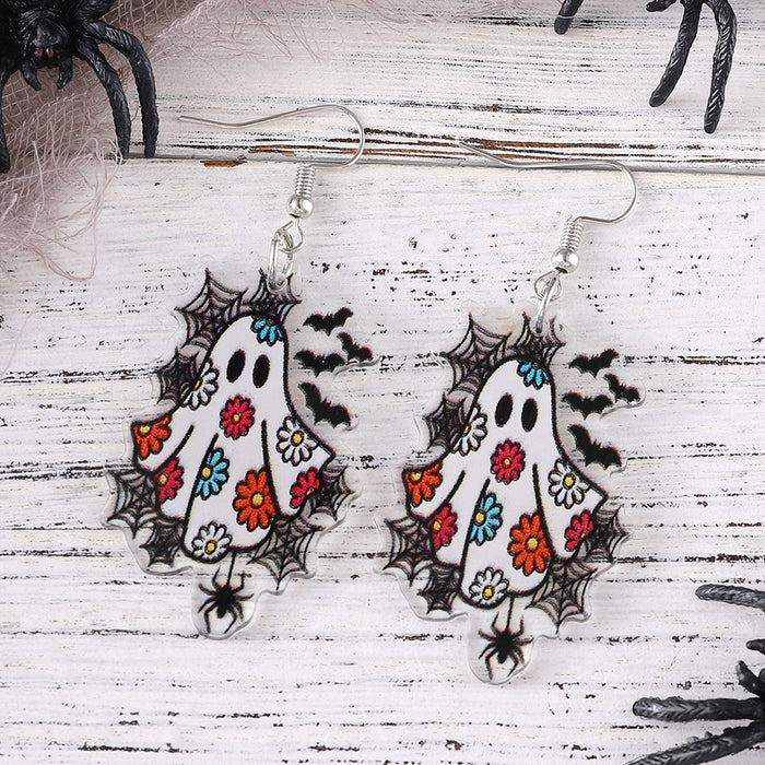 Wholesale  Cute Flowers Ghost Bat  Web Pendant Earrings Acrylic Earrings Gift