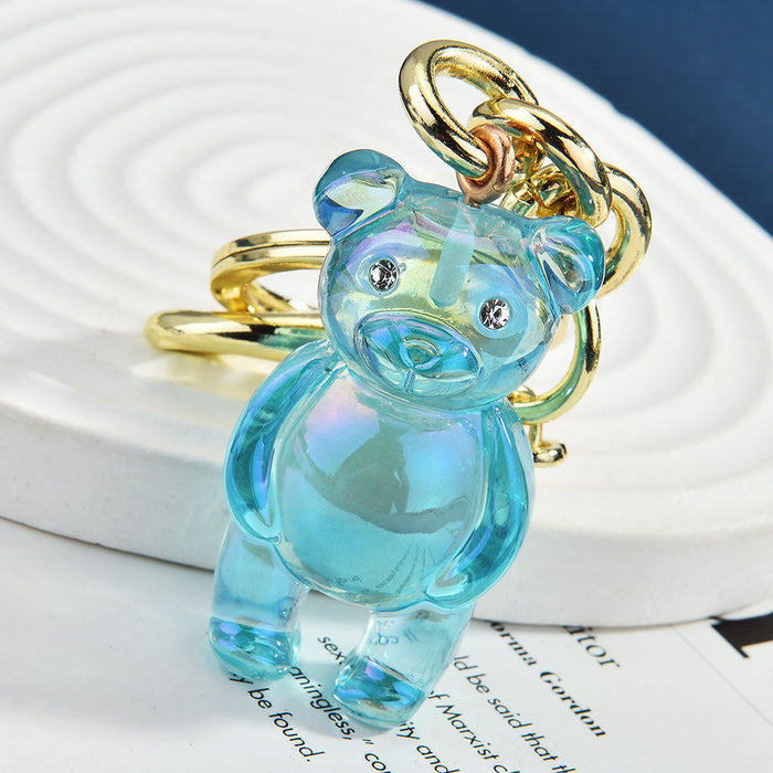 Wholesale New Keychain 3D Bear Bag Pendant Women's Bag Jewelry Colorful Bear Car Key Pendant