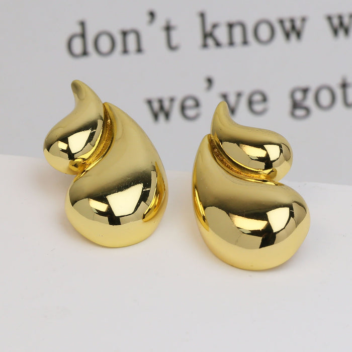 Wholesale  18K Gold Double Water Drop Brass Earrings Women  All Match Geometric Earrings