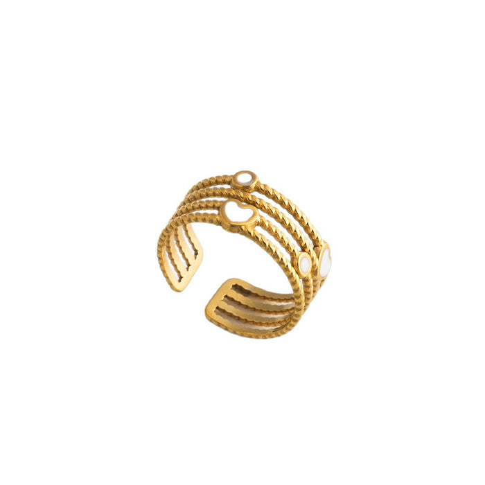 Wholesale 2pcs Heart-shaped openwork stainless steel ring