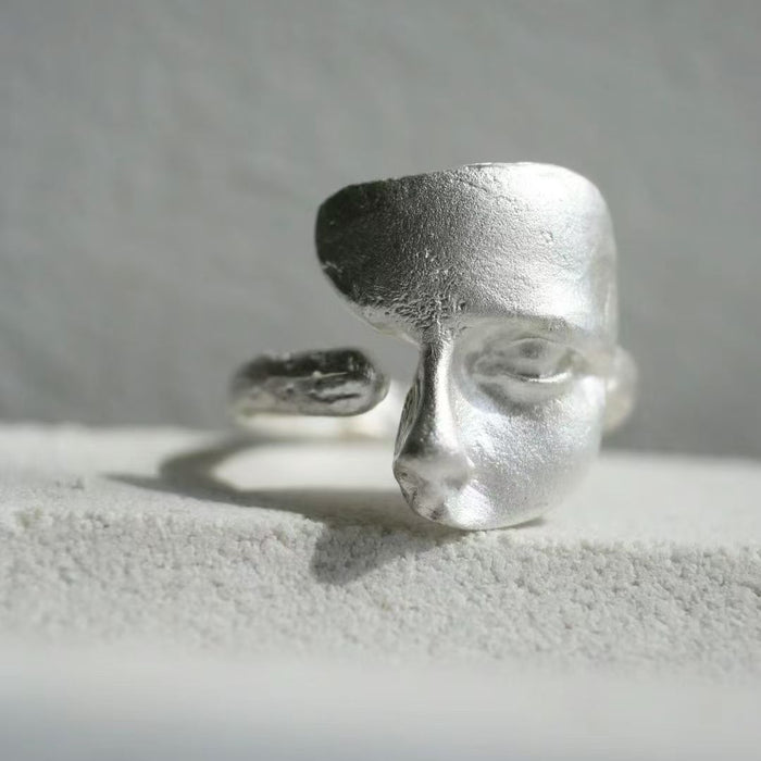 Wholesale Niche Mask Alloy Ring with Versatile Openings, Personalized Mask Ring, Matte Matte High Grade Texture, Ring Jewelry