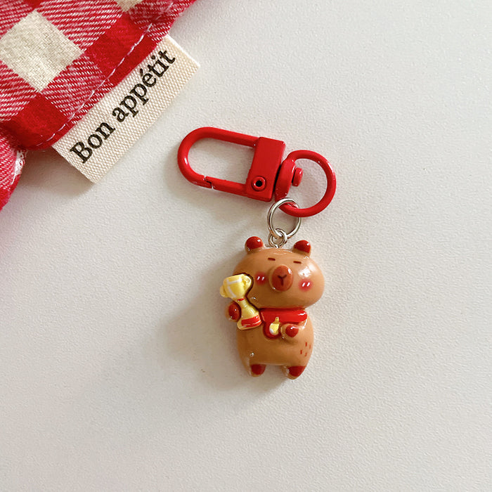 Wholesale Cute keychain pendant cartoon capybara backpack hanging accessory with accessories