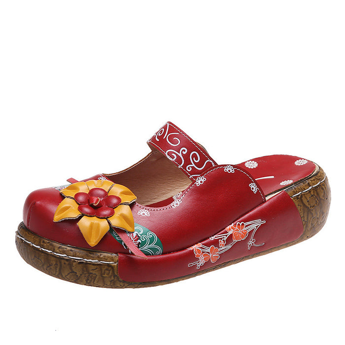 Wholesale PU Ethnic Style Flowers Thick-soled Slippers JDC-SP-YiChi006