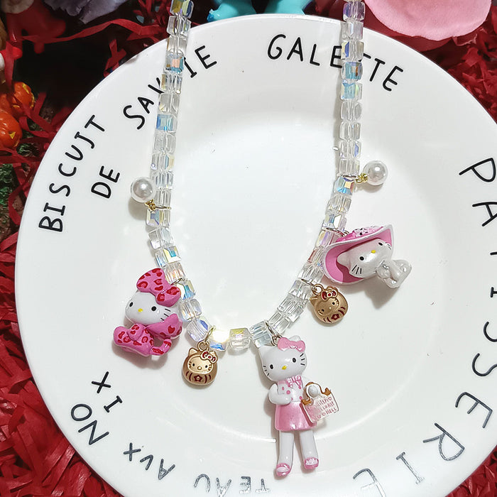 Wholesale Biling Shiny Crystal Necklace Elegant Cat Resin Cartoon Short Necklace Neck Chain for Women