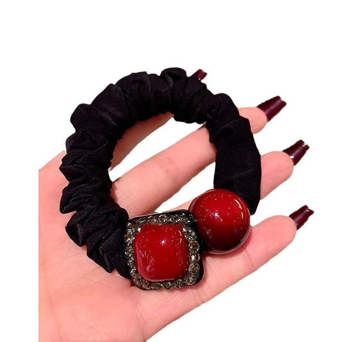 Wholesale All-match Red Love Small Intestinal Hair Loop Women' s Ball Head Peyponytail Hair Rope Headwear