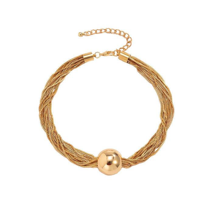 Wholesale Jewelry pendant, necklace, multi-layer chain, collarbone necklace, temperament, round ball, personalized necklace