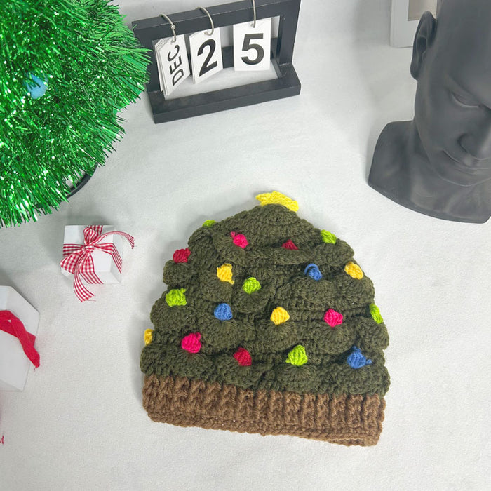 Wholesale Christmas handmade yarn knitted hat for autumn and winter warmth Christmas tree star Christmas hat