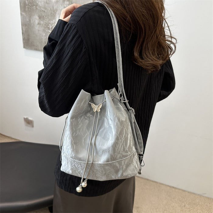 Wholesale Niche design chain backpack with fashionable texture, bucket bag, crossbody single shoulder bag
