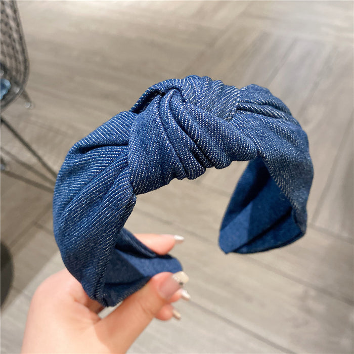 Wholesale Denim Blue Fabric Headband JDC-HD-HonW001