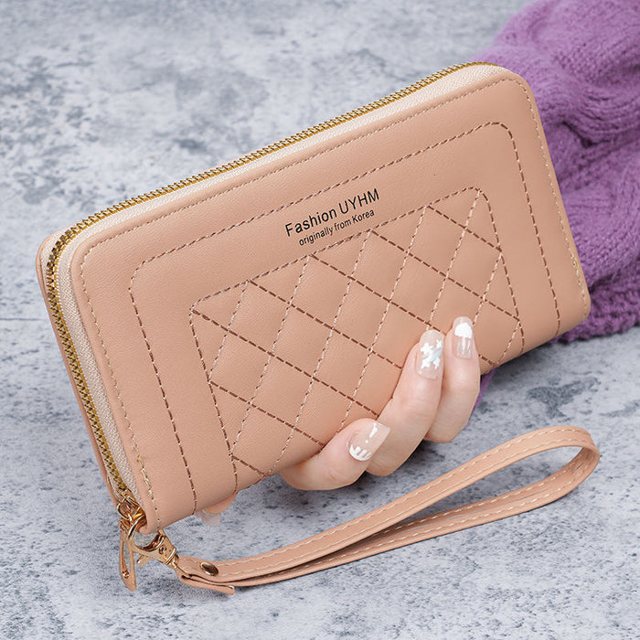Wholesale Embroidery PU Leather Long Zipper Wallet Women' s Retro Clutch Fashion Accessory Gift Daily Use
