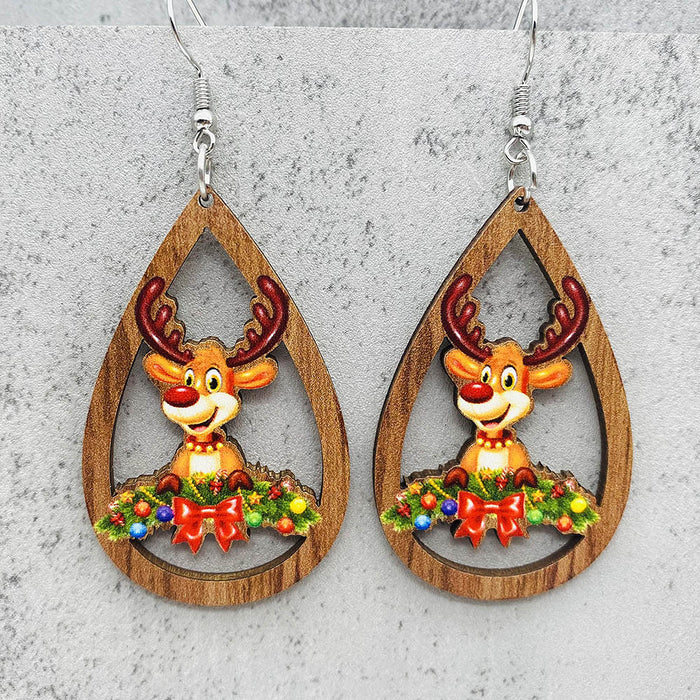 Wholesale  Bell Red Car Water Drop Wooden Earrings Christmas Accessories