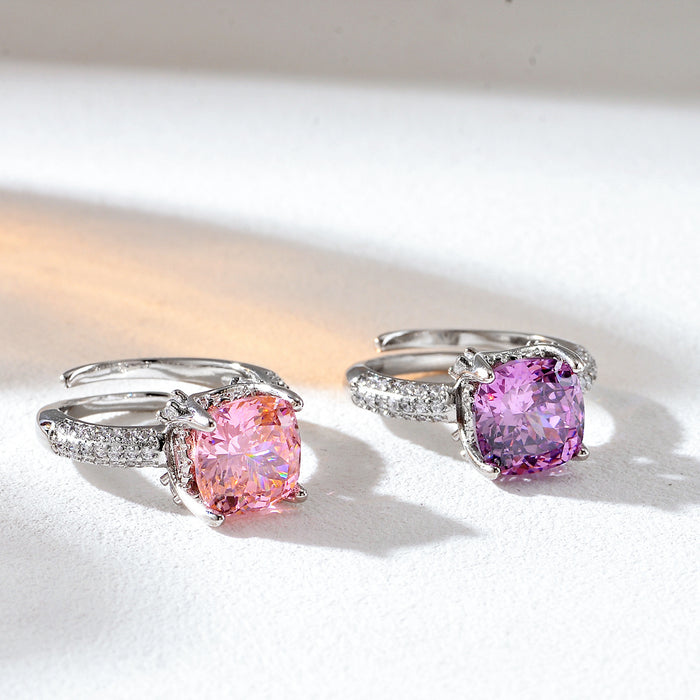 Wholesale Light luxury zircon colored gemstone ring