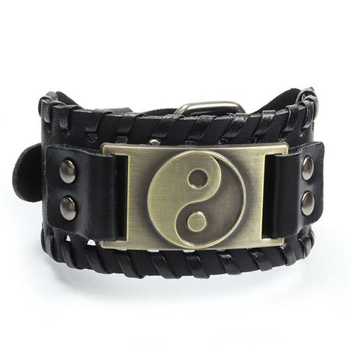 Wholesale Multi-layer Leather Wolf Head Men's Bracelet JDC-BT-FengH002